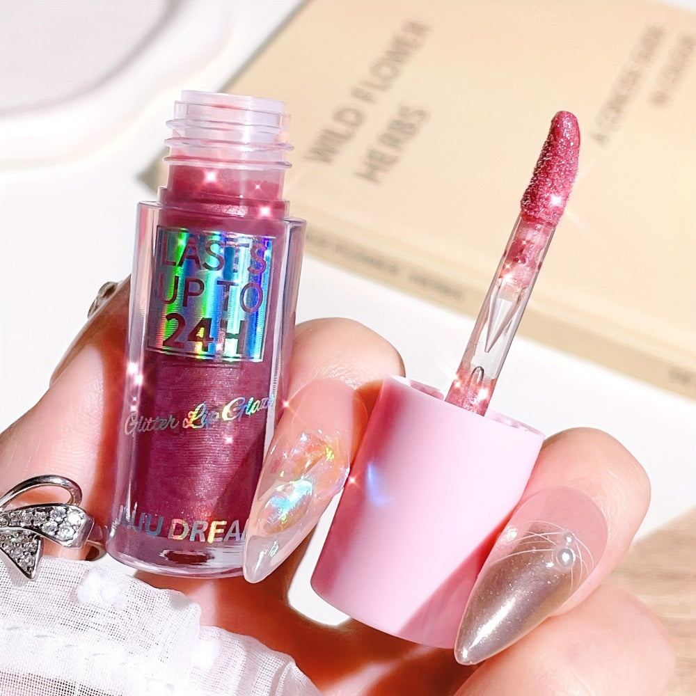 Lip Gloss & Lip Stain Set — Waterproof 24H Long-Lasting, Glitter Shine, Moisturizing Lip Oil, Berry Coral Pink Red Shades, High-Impact Color for Festivals & Everyday Glam