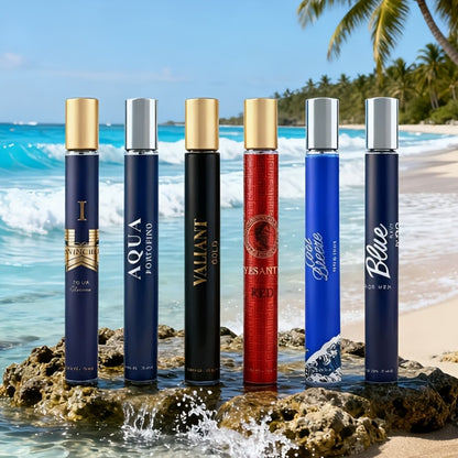 Travel Cologne Gift Set for Men – 6-Piece Mini EDP Spray Sampler, Long Lasting Unique Scents, TSA-Friendly Travel Size, Holiday Dating Gift for Him