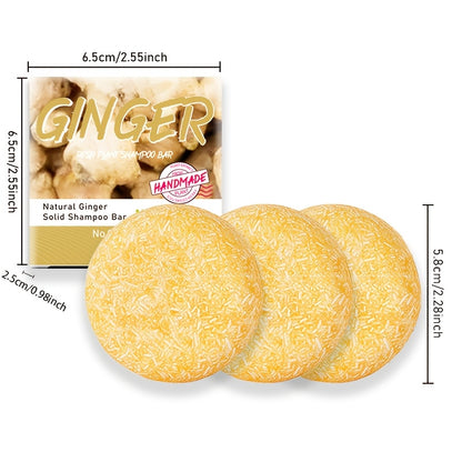 Ginger Shampoo Bar 3pcs × 60g — Natural Handmade Solid Shampoo Bar, Sulfate-Free, Paraben-Free & Vegan | Scalp Stimulating Ginger Formula for All Hair Types | Unisex Travel Size