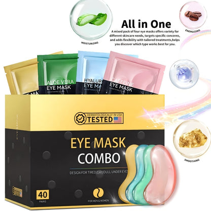 Under Eye Masks 40 Pairs Crystal Collagen Eye Patches with Caffeine Aloe Vera - Dark Circles Puffiness Moisturizing Eye Mask for Women All Skin Types Party Gift