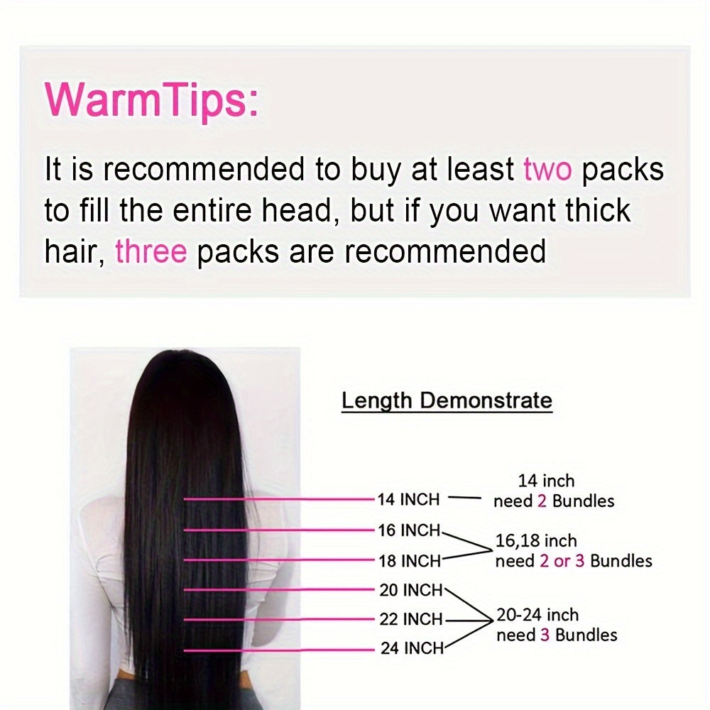 Straight Human Hair Clip In Hair Extensions for Unprocessed Full Head Brazilian Natural Black Color, 8/Pcs with 18Clips, 4.23 oz
