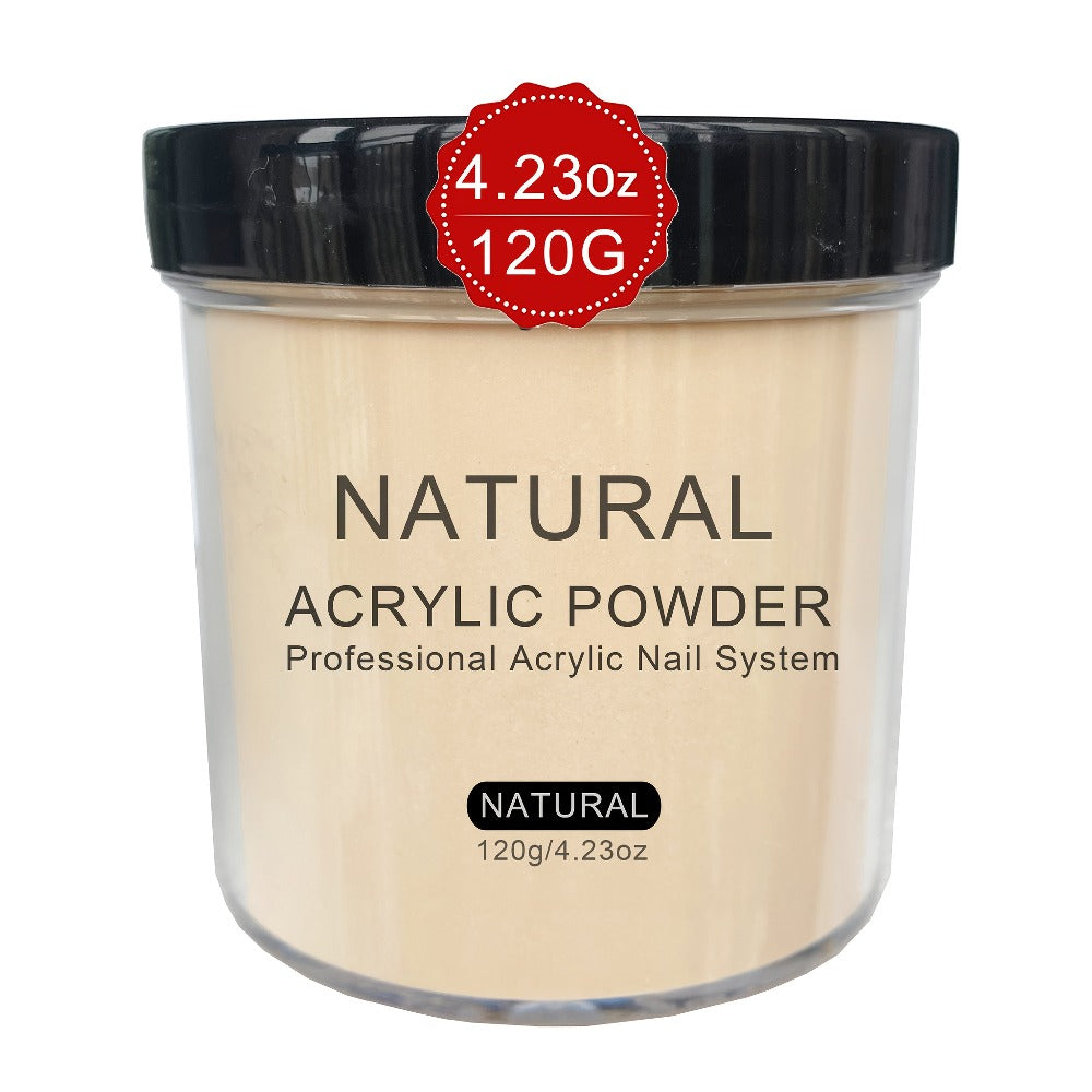 A Kit for Acrylic Nail Powder Featuring 4 Ounces of Glitter in Cool Pink, Golden, And Natural Tones, Suitable for Extensions, Sculpting, And 3D Designs. It Is Free of Formaldehyde, Does Not Require a Lamp, And Comes in a Durable Container Or Box