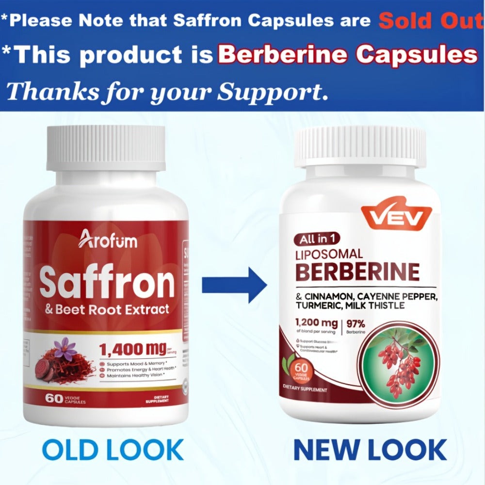 Berberine Supplements with Ceylon Cinnamon, Beet Root & Turmeric, for Daily Wellness, Mood And Focus Support, Ideal Christmas Gift,, Random Products, 1 Bottle for One Month Supply