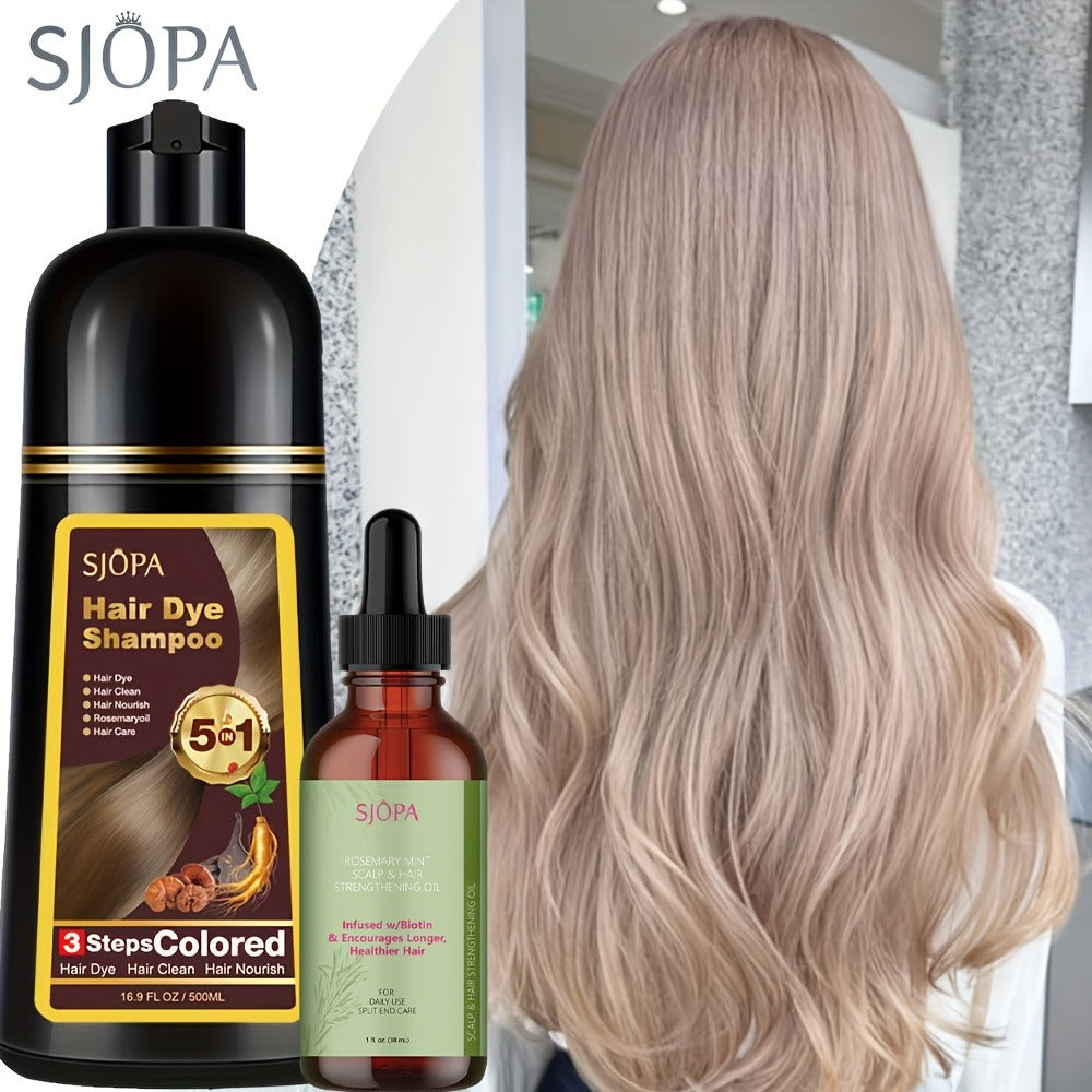 Hair Dye Kit – 3-in-1 Hair Dyeing Shampoo with Rosemary Oil & Squalane, Natural Plant-Based Formula, Gentle on Skin, Fast Color, Multi-Shade Home Hair Color Set