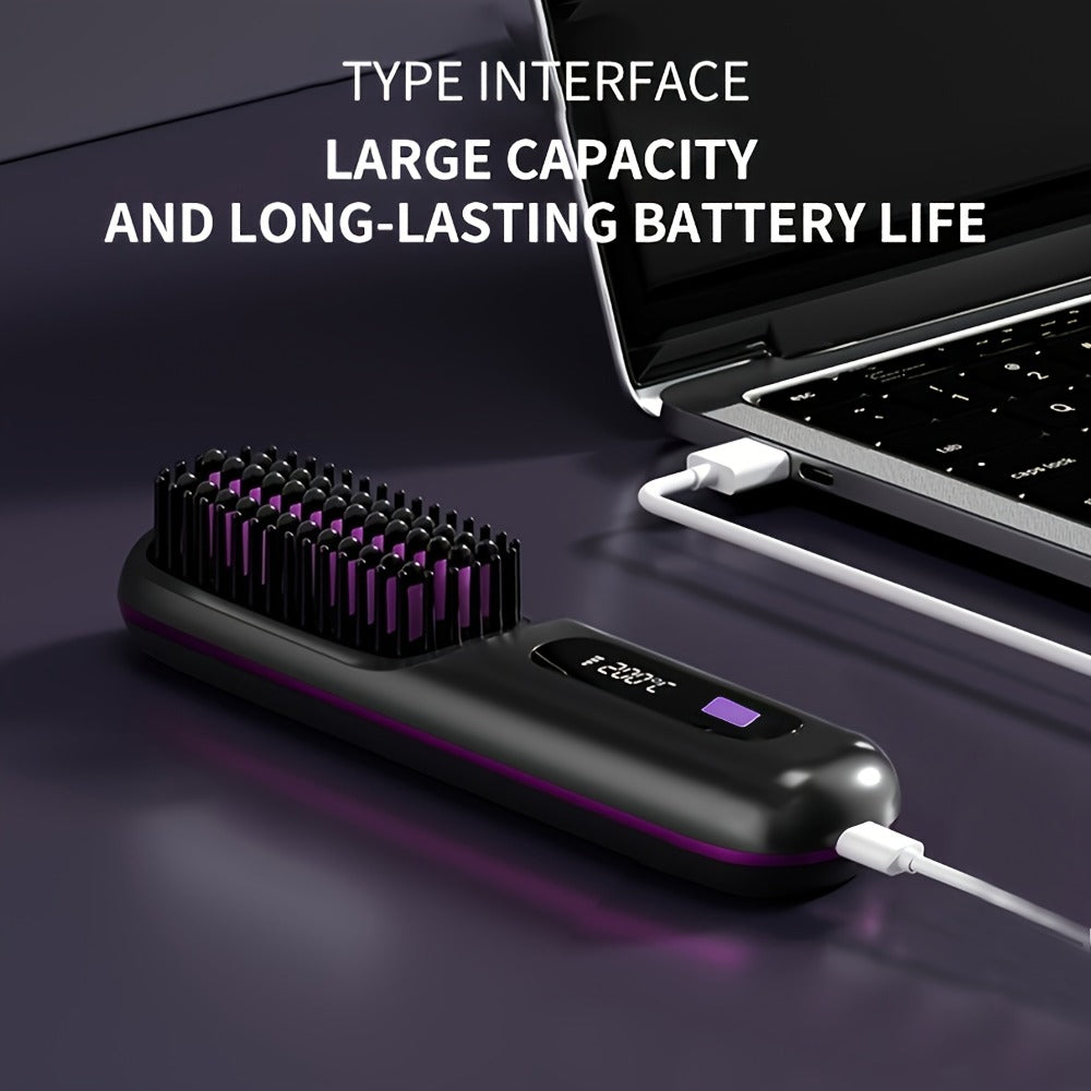 Cordless Hair Straightener 2-in-1 Wireless Ceramic Flat Iron Curler - USB-C Rechargeable 3-Speed Temp Portable Travel Styling Tool Black White