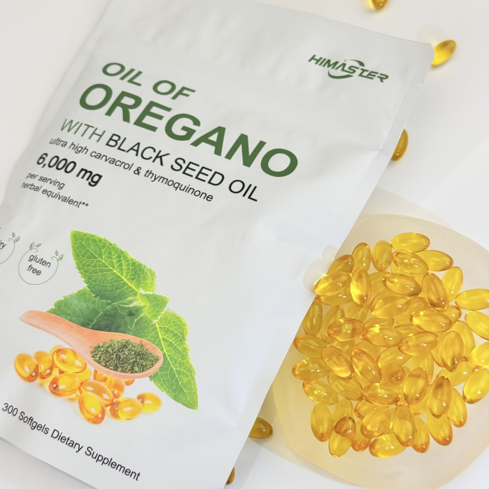 Oil Of Oregano Softgels Per Serving, 300 Count, 2in 1 Formulated with Black Seed Oil Plant Based, with Ultra-High Carvacrol & Thymoqione Content, for Fitness, Maximally Absorbed with Ideal Pairing Per Servingherbal Equivalent, Preferred Gift