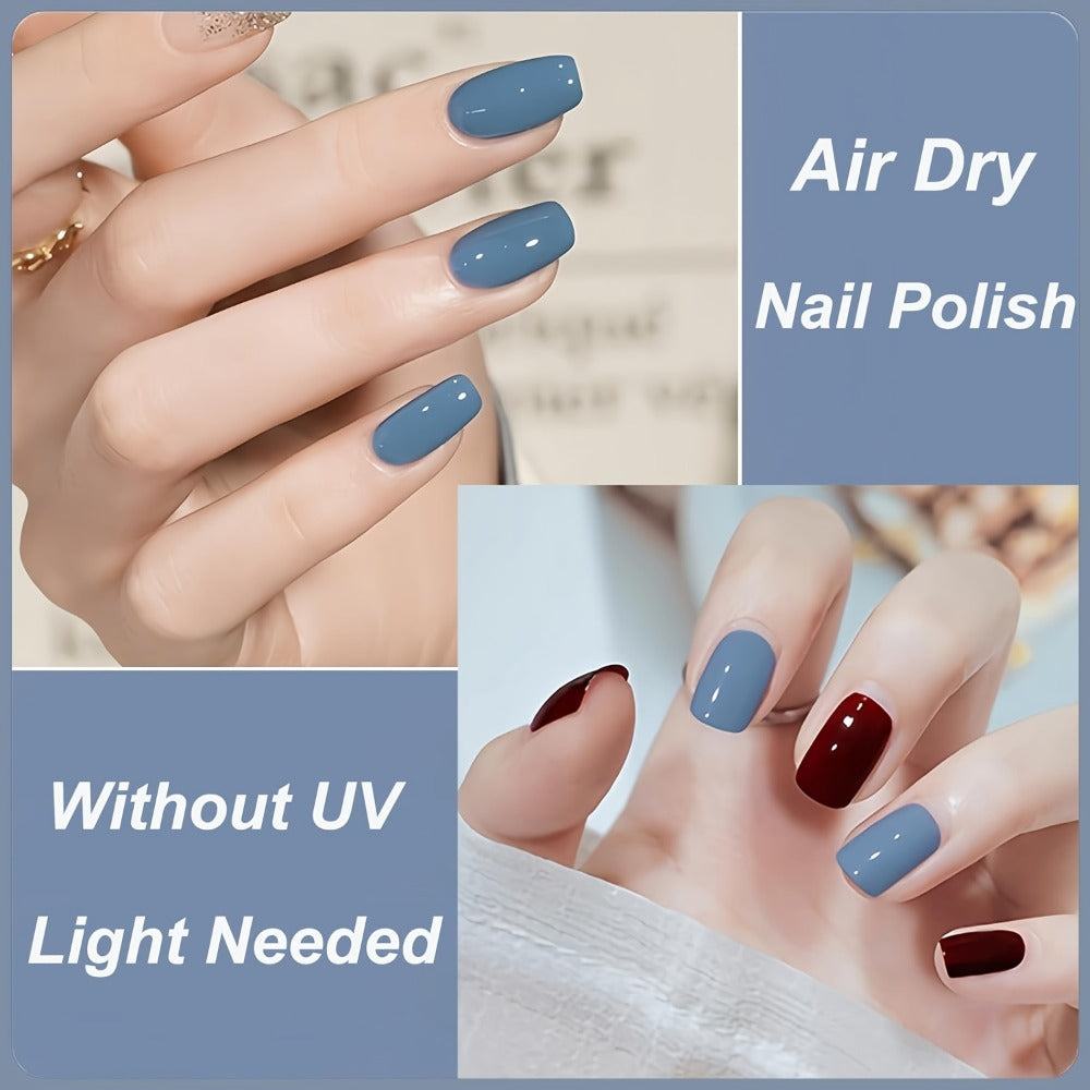 1 Bottle Of Elegant Grey-Blue Gel Nail Polish, 0.35fl.oz, -Free & No Lamp Required, Peelable for Easy Removal, Quick-Drying, Long-Lasting High Shine, Ideal for Salon Manicures And DIY Nail Art Designs, A Perfect Gift for Spring And Valentine's Day