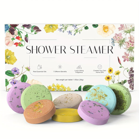 Shower Steamers Aromatherapy 6pcs Essential Oil Shower Tablets Eucalyptus Lavender Mint Citrus Jasmine Grapefruit Natural Spa Shower Bombs Self Care Gift for Women Men Bath Tablets