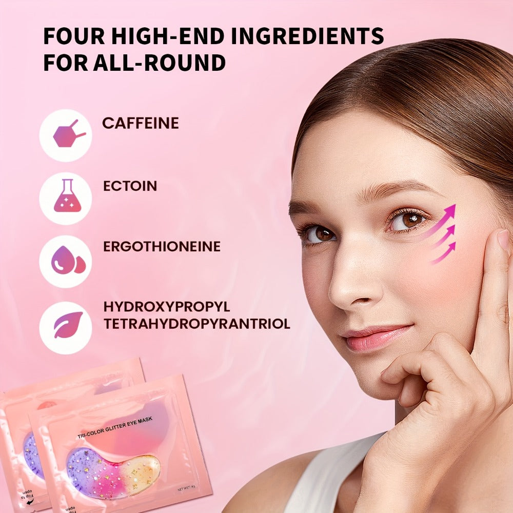 Under Eye Patches Collagen Eye Mask for Dark Circles and Puffiness - 12 Pairs Glitter Gold Anti-Wrinkle Moisturizing Gel Eye Pads for Women Skincare