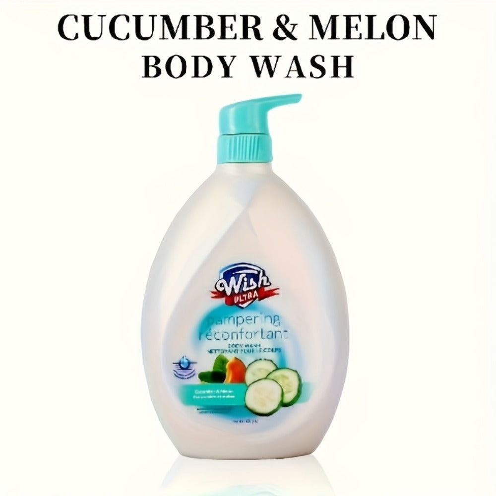 [Body Wash for Men & Women] 33.8fl.oz Body Wash for Men & Women, Long-Lasting Fragrance, Notes of Cucumber & Melon Flavor, Deep Cleaning, Make the Skin Smoother, Effectively Remove for Removing Stubborn Dead Skin, Excess Oil, Black * White Heads