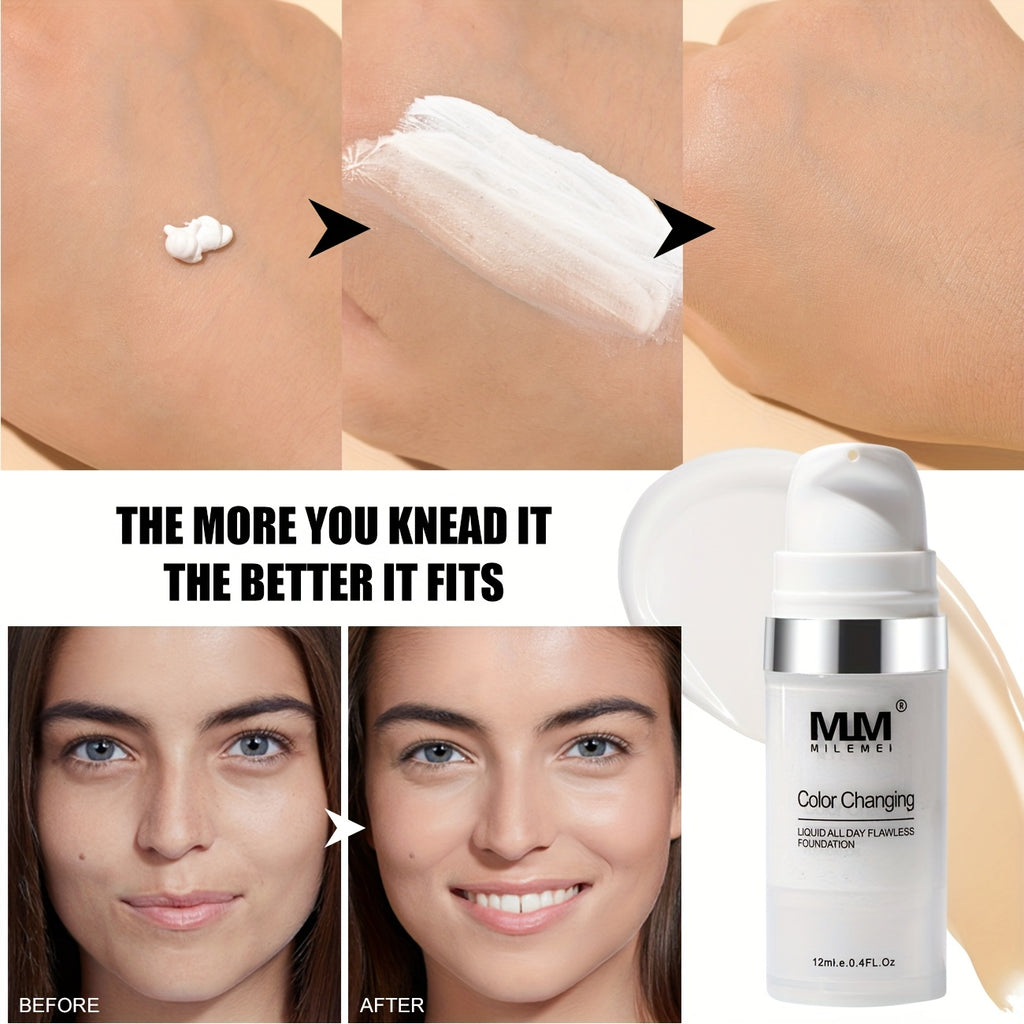 3pcs Buy 2 Get 1 Free Color-Changing Liquid Foundation, Valentine's Nourishing & Moisturizing Foundation BB Cream with Glycerin, Lightweight Non-Caky Non Creasy Makeup, 0.81oz Natural Flawless Magic Liquid Foundation-Unisex Suitable for All Light