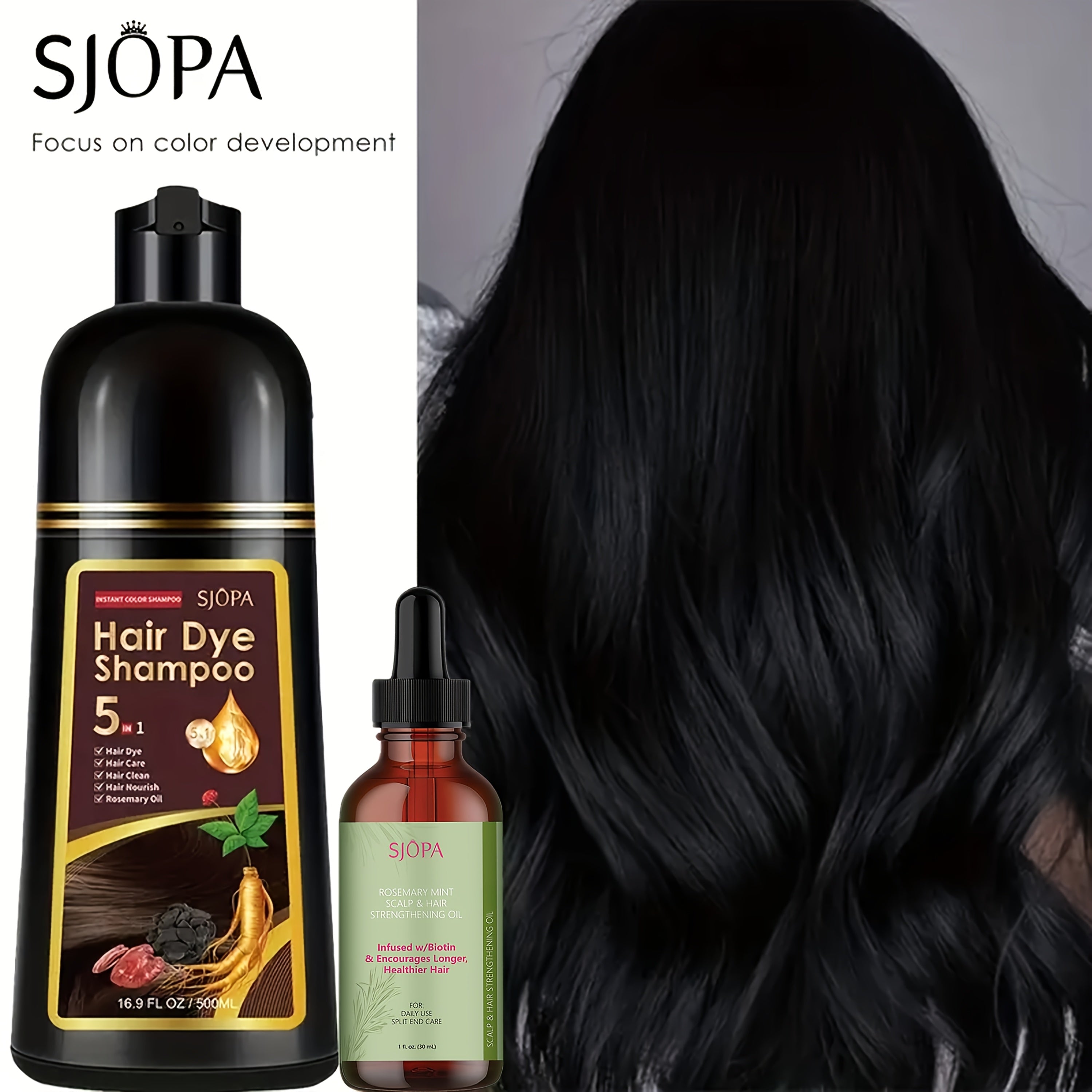 SJOPA 5-In-1 Color-Dyeing Shampoo, Instant Color-Dyeing Conditioner, 16.9 Oz. Safe And Natural Color-Dyeing Shampoo Serum, No Pungent Smell, Unisex, Best Valentine'S Day Gifts