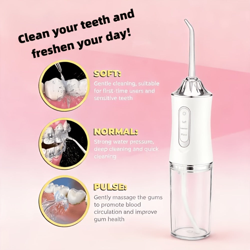 Smart Electric Water Flosser with Precision Pressure Control, 360° Rotating Nozzle - Deep Clean for Teeth & Gums, Replaceable Heads, USB Rechargeable Oral Irrigator for Home & Travel