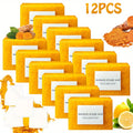 12*100G Turmeric Kojic Acid Soaps with 4 Bubble Nets - Ginger, Lemon & Kojic Acid for Skin, Handmade & Moisturizing, Gentle & Non-Irritating, Ideal Gift, Travel-Ready, Unisex