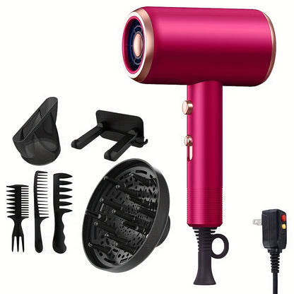 Professional Ionic Hair Dryer 1600W — Low Noise Quick Dry, 32000 RPM Motor, 2 Concentrators, Diffuser, 3 Combs & Hanger, Home Salon Travel Blow Dryer — 6 Colors
