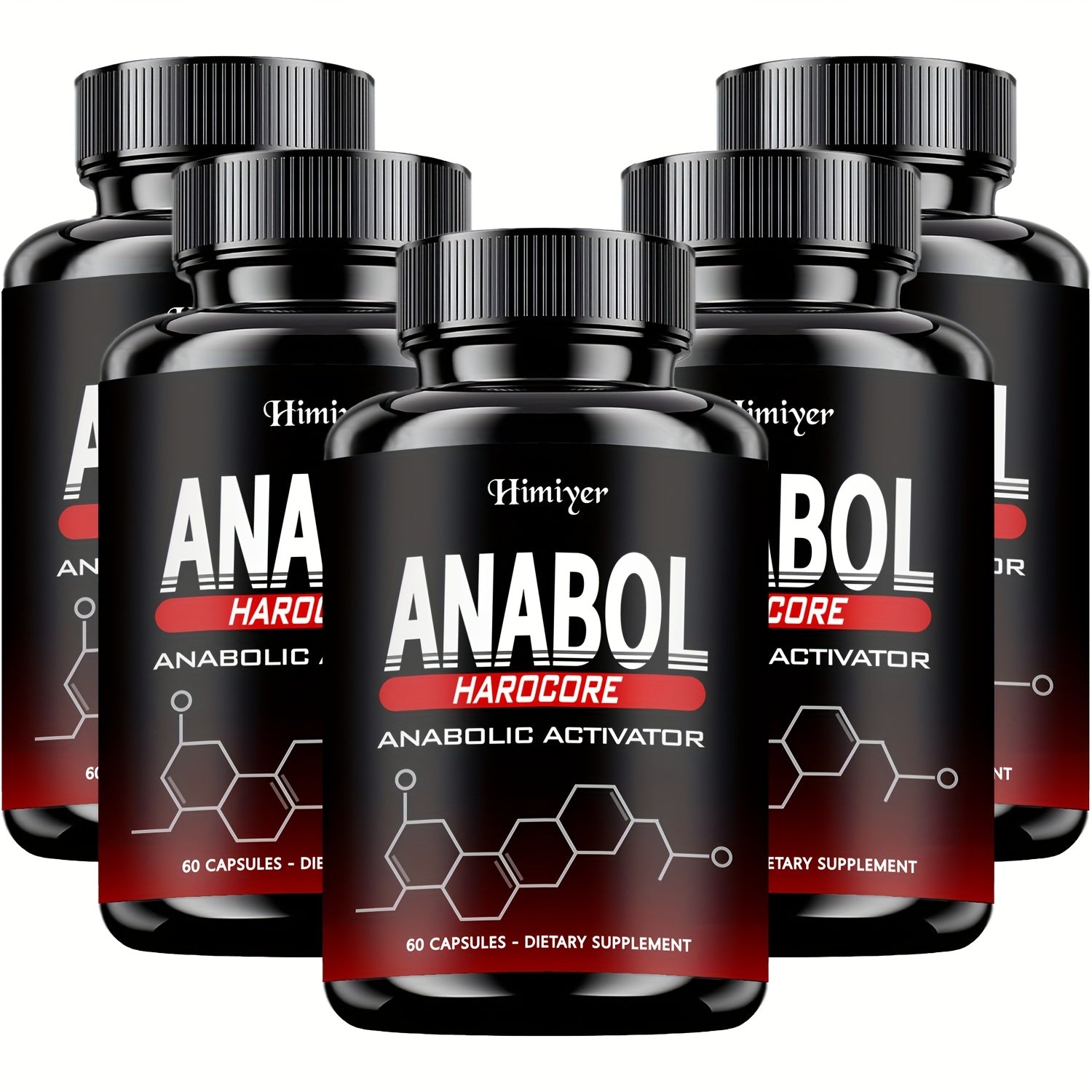 5 Packs ANABOL Capsules, Dietary Supplement for Men - Advanced, Strength, And Wellness Formula, 60 Capsules, 2-Year Shelf Life