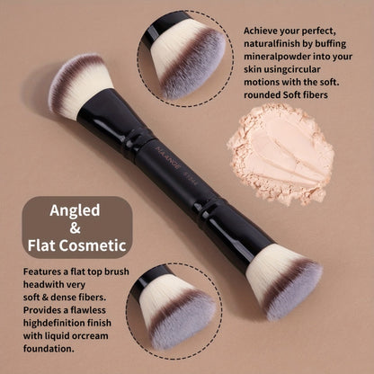 Double-Ended Makeup Brush Set 4Pcs Professional Bevel Taper Foundation Contour Blush Powder Brush Travel Makeup Tools Kit Black Beige Black Gold