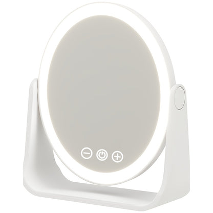 LED Makeup Mirror Folding with Touch Screen - USB Rechargeable Portable Vanity Mirror, Tri-Color Dimmable Lighting, Travel Desk Tabletop Use, Square or Round, Pink or White