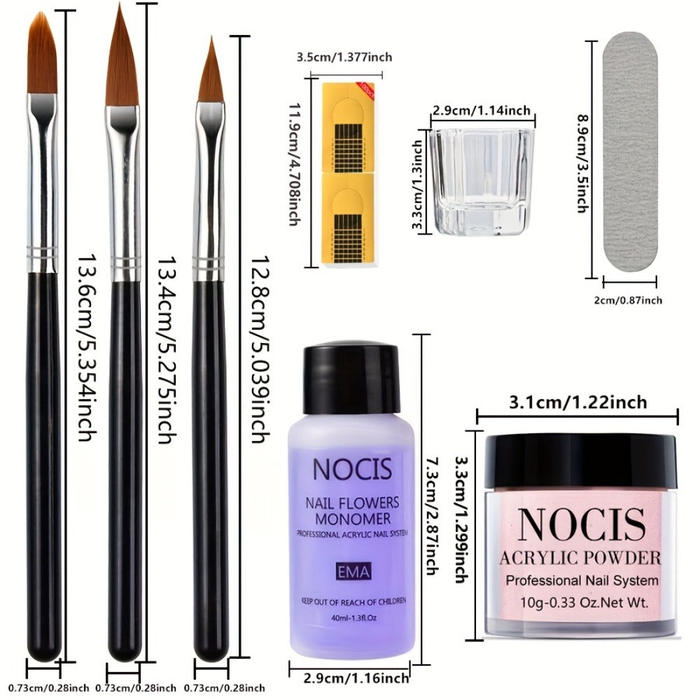 NOCIS Complete Acrylic Nail Kit - White Nude Tones for 3D Art, French Manicure Extensions, All-Season Carving, No-Lamp Needed, Professional Salon-Quality Results, Acrylic Nail Kit