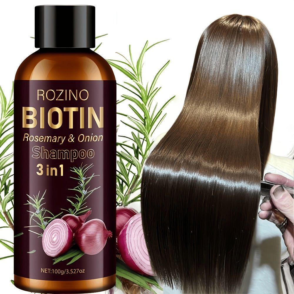 Rosemary Biotin Onion 3-in-1 Shampoo Bar for Damaged Hair - Scalp Nourishing Strengthening Hair Growth Shampoo Cleanses Scalp Debris Moisturizes Roots Revitalizes Hair 100g