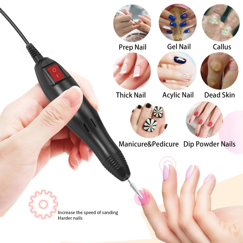 20000RPM Electric Nail Machine Desktop Equipment with Milling Cutters Bits Set Gel Cuticle Armor Removal Pedicure Manicure Tool Professional Electric Nail Drill Milling Machine for Manicure Pedicure Files Tools Kit Nail Polisher