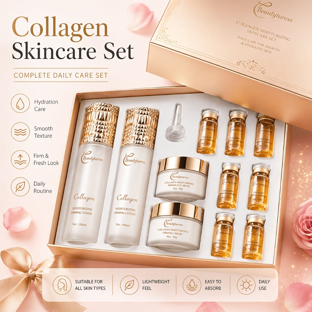 Gentle Korean Skincare Collagen Set - 14pcs Hydrating And Firming with Niacinamide - Moisturizing Face Care Kit, Luxury Gift Kit for Women, Christmas Gift And New Year Present