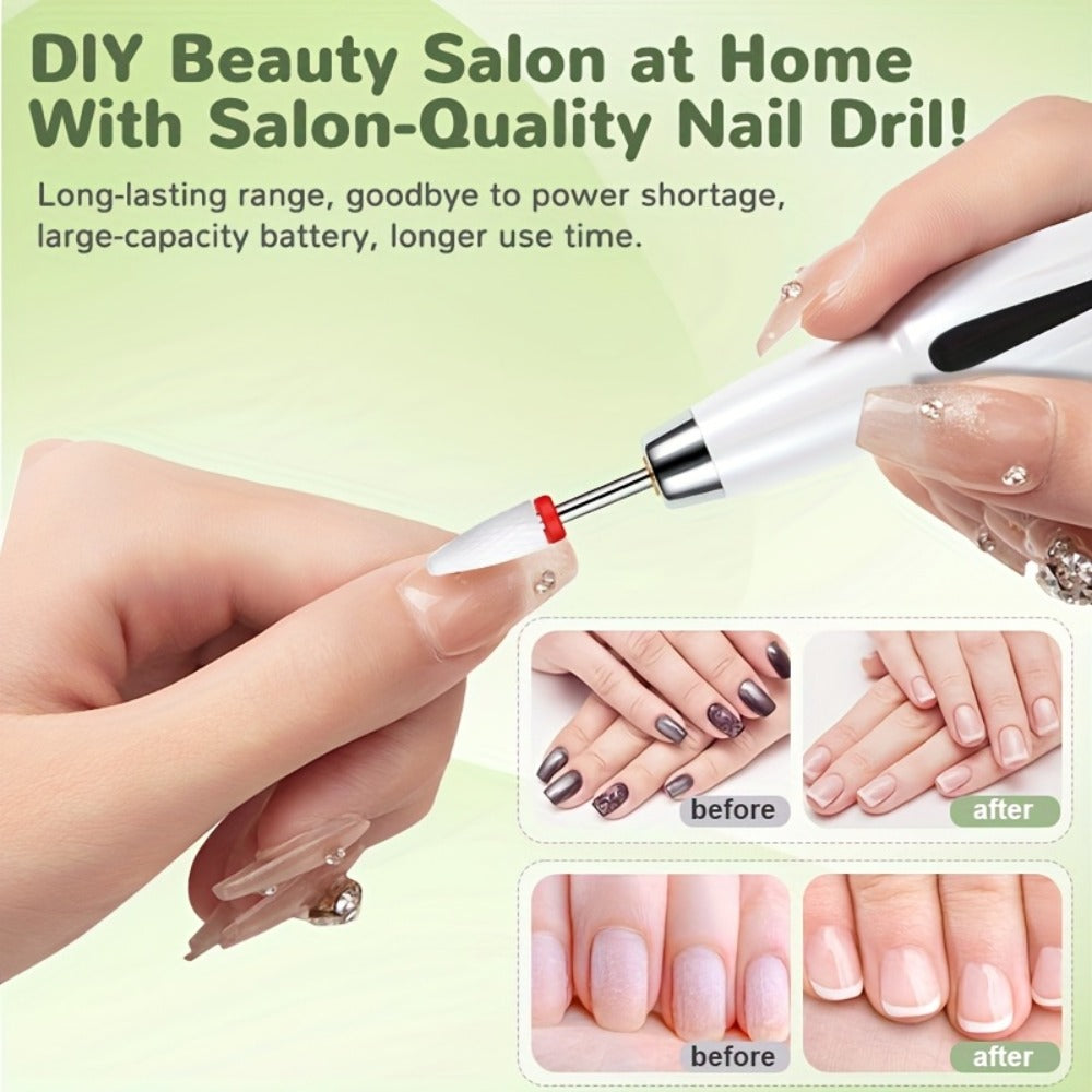 2025 Enhanced Electric Nail File, Featuring 12 Grinding Tips, Compact Home Manicure with Stand