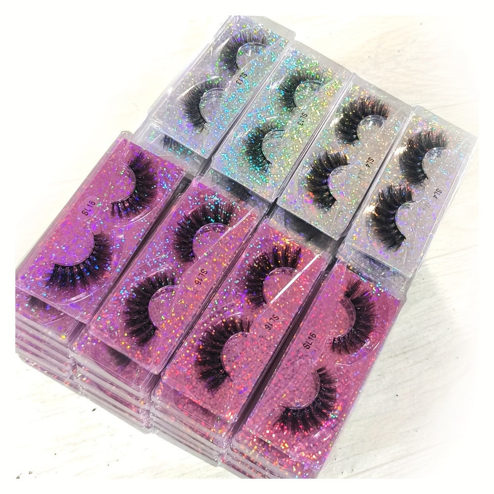 20 Pairs False Eyelashes Natural Long Fluffy Curling Thick Reusable & Lightweight Eyelashes Mix Styles Portable for Daily Use