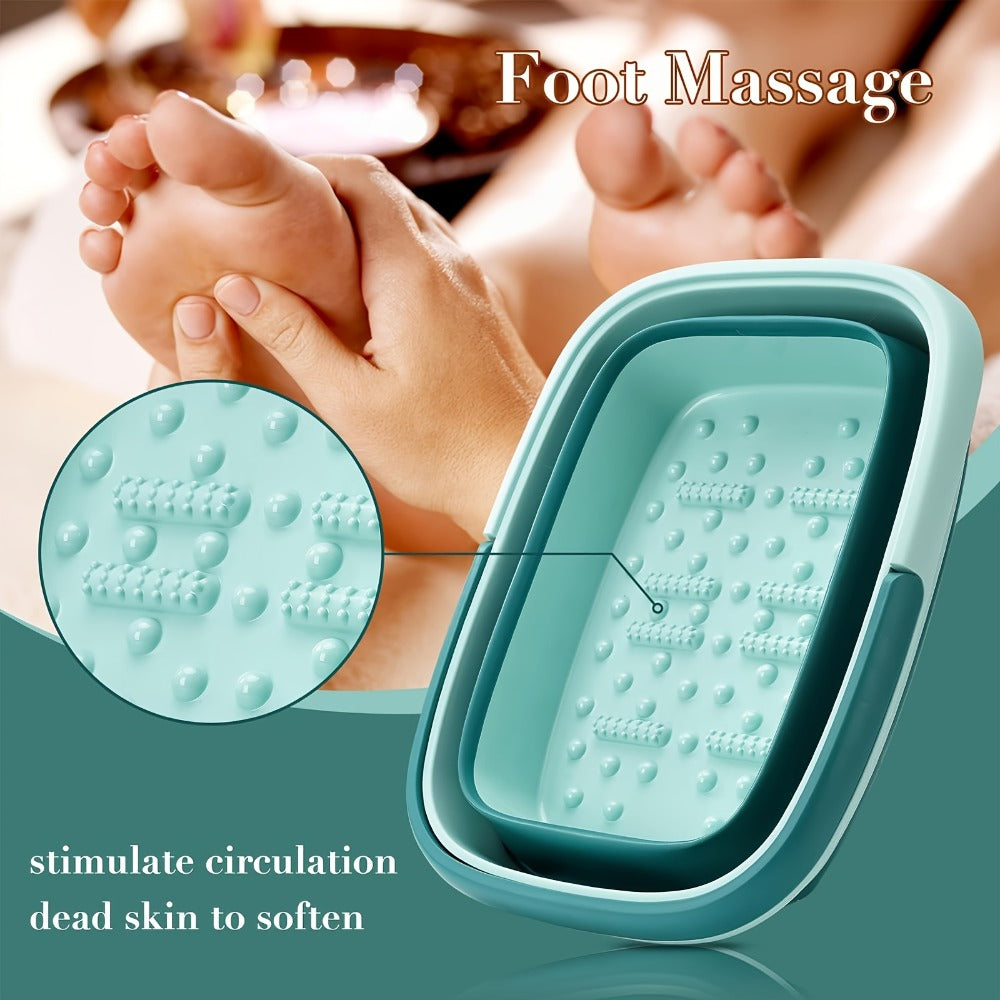 Collapsible Foot Bath Basin Foot Soak Tub, 15L/4 Gallons Large Foot Soaking Tub with Massage Acupoint for Soaking Feet, Pedicure Bowl Foot Spa, Multifunction Plastic Bucket with Handle, Foldable Laundry Basket
