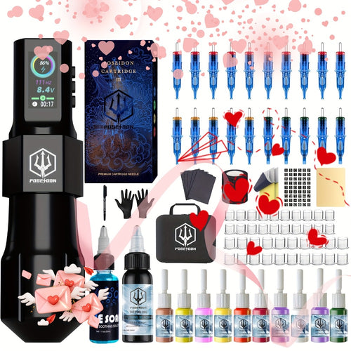 Wireless Tattoo Machine Pen Kit with LED Display - Professional Rotary Tattoo Gun for Beginners & Artists, Adjustable Stroke, Complete Tattoo Supply Set LTK08