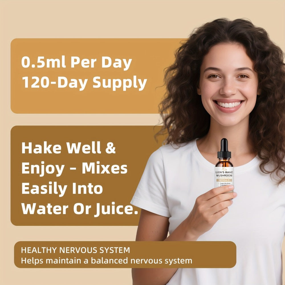 Ftsall 1/2/3 Packs Lions Mane Liquid Drops Supplement - 2FL OZ | Natural Herbal Brain Support for Focus, Memory | Lions Mane Mushroom for Women And Men