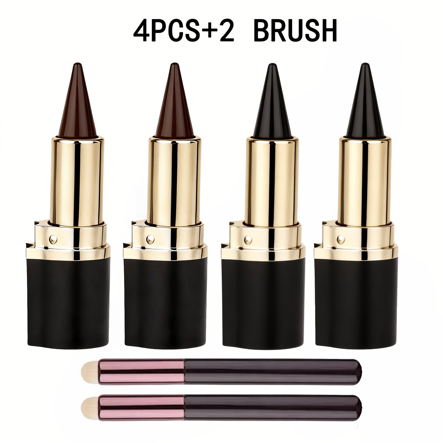 Eyeliner Gel Stick 2/4PCS 24-Hour Long-Lasting Waterproof Matte Fast-Drying Non-Smudge Eye & Lip Liner with Brush for Everyday Party Makeup