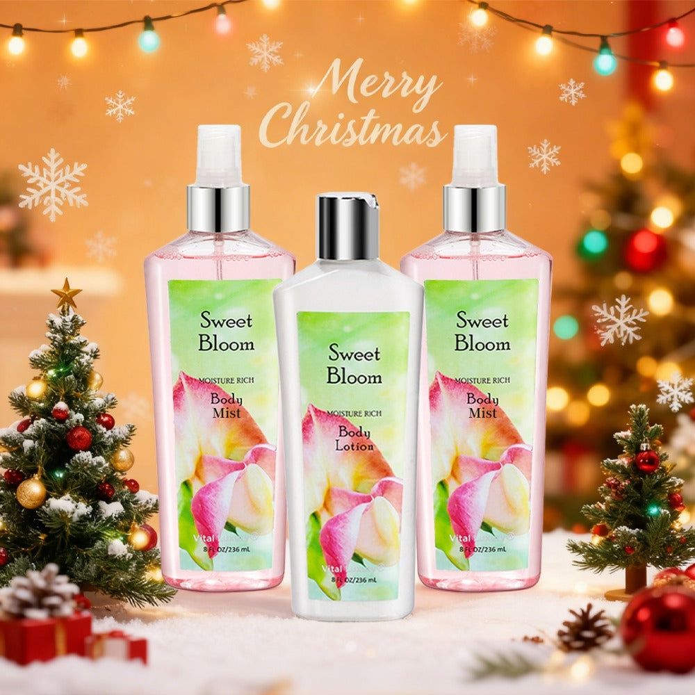 Christmas Gift! 3-Bottle Set of Body Care Fragrance Body Lotion And Perfume. Large Capacity, Gentle Cleansing And Moisturizing, Long-Lasting Fragrance. Suitable for Daily Use Or Dates, Specially Designed for Surprise Gifts