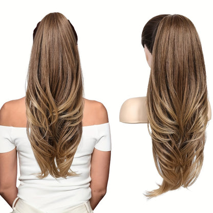 Drawstring Ponytail Extension for Women Synthetic Clip In Wrap Around Pony Tail Long Wavy Layered 26 Inch Blonde Brown Ash Brown Highlighted Multi Color No Glue No Heat