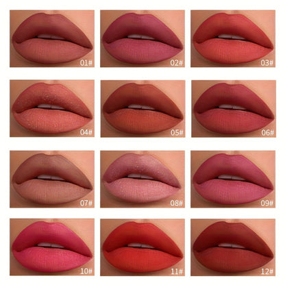 Velvet Matte Liquid Lipstick Set 12 Pcs - Book Style Gift Box, Long-Lasting Non-Transfer Shimmer & Nude Shades, Perfect Christmas & Valentine's Day Gift for Women