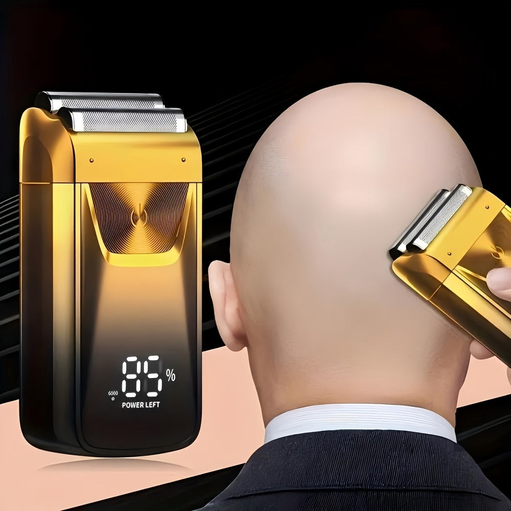 2-in-1 Bald Hair Trimmer, Electric Razor Band Barber Clippers, Aluminum Foil Head - Professional USB Rechargeable Electric Razor, Gentle Beard Hair Trimmer, Festivals & Christmas Gifts