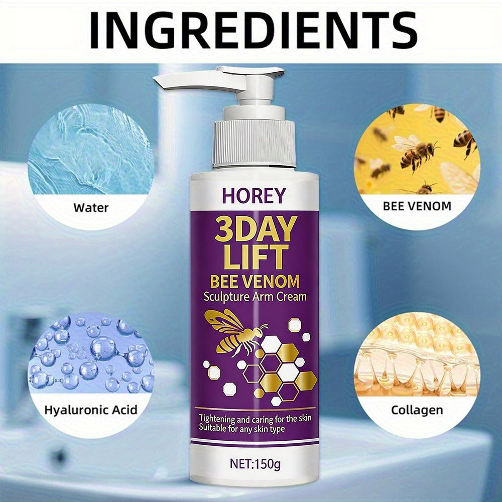 [Bee Venom Sculpture Cream] 3-Day Instant Tightens Bee Venom Sculpture Arm Cream, Moisturizing Firming, Instant Tightens Loose Droop Skin, for Arms, Abdomen, Thighs, Buttocks Skin-Tightens, Lifts, Improves Skin Loose Aging, Accumulation Appearance, Suitab