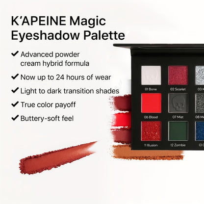Gothic Eyeshadow Palette 15 Colors - Matte Shimmer Glitter Pigmented Dark Tones, Long-Lasting Dramatic Makeup for Cosplay, Party, Stage & Roleplay