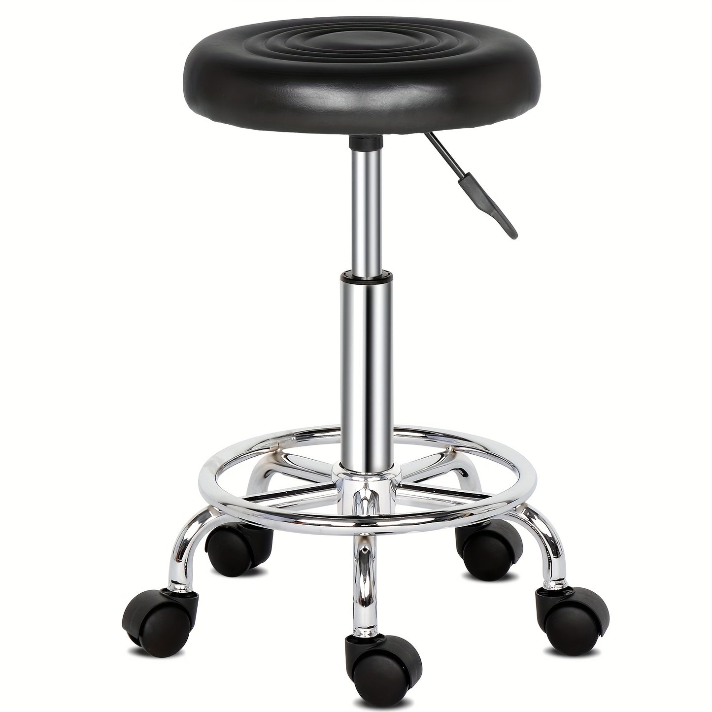 360° Swivel Bar Stool with Footrest – Adjustable Height Round Counter Stool Chrome Base White Black