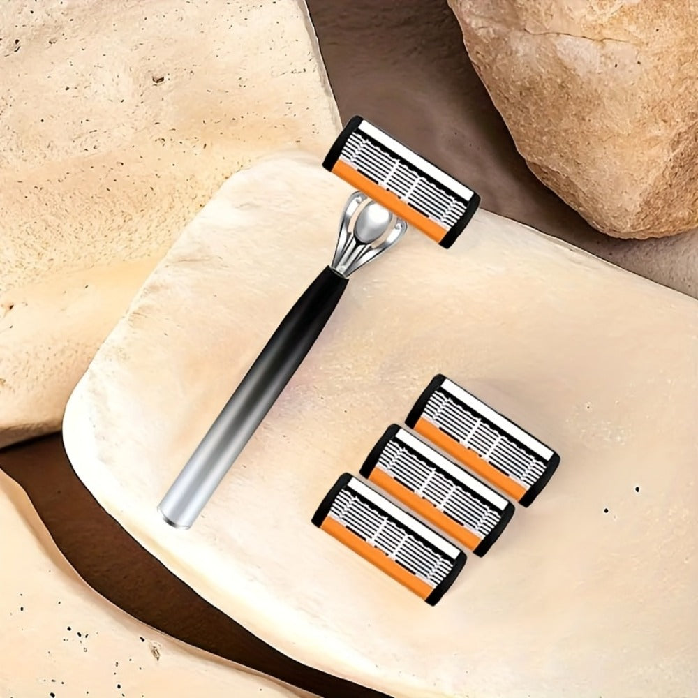 This Luxurious And High-quality Men's Razor Features 2 Comfortable And Anti-slip Handles, 24 Ultra-sharp And Replaceable Stainless Steel Blades, And An Extremely Smooth And Painless Shave. It Is An Indispensable Shaving Accessory for Men