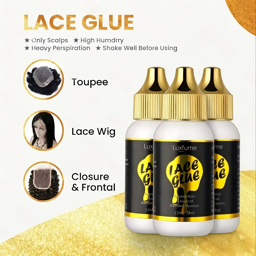 3pcs Luxfume Invisible Waterproof Lace Front Glue | Extreme Hold for Wigs, Liquid Container