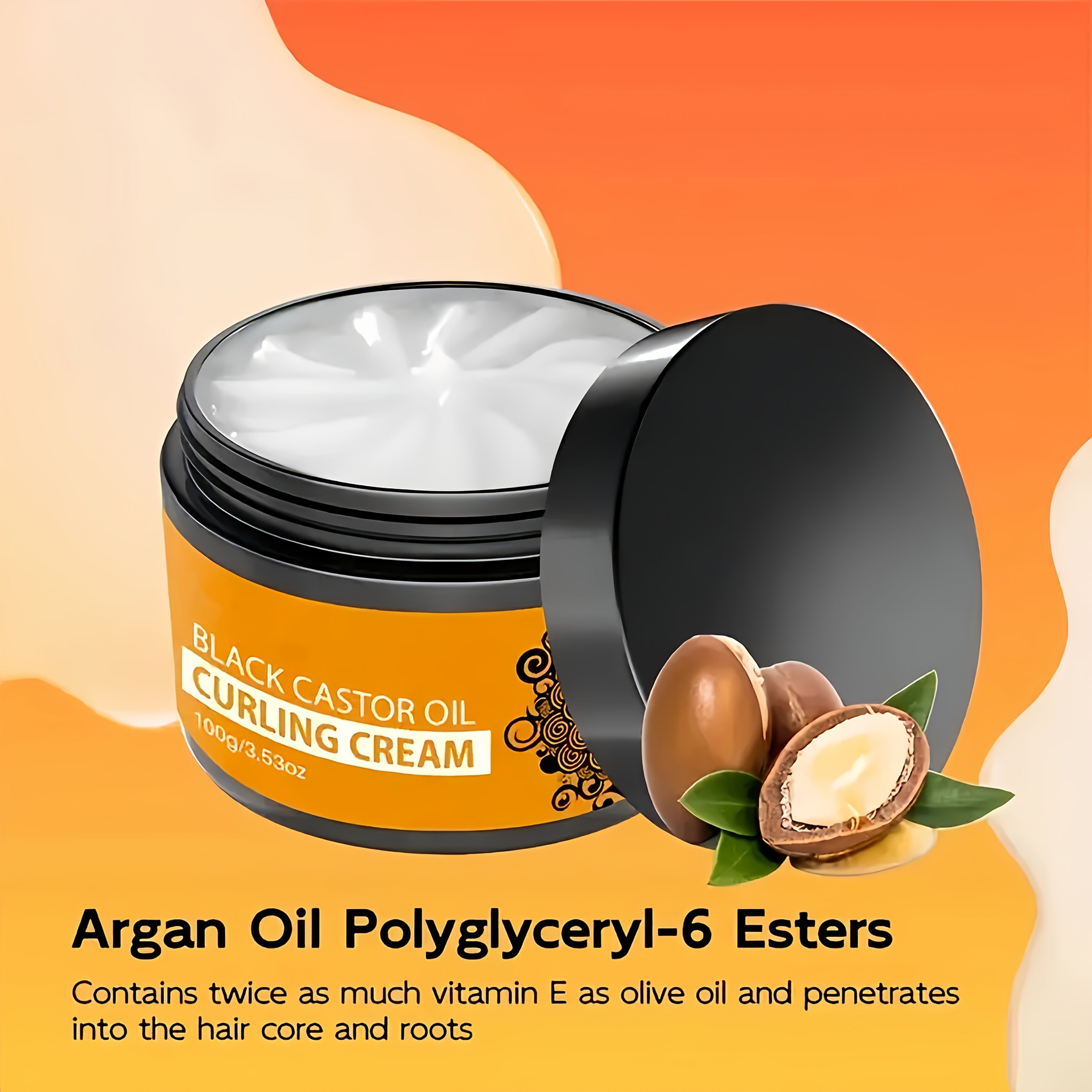 2pcs Castor Oil Curl Development, Hair Styling Curling Cream, Moisturizing Hair Elastin, Repairing Damaged Hair, Containing Rosemary And Coconut Oil, Suitable For Wavy, Curly, Medium To Coarse Hard Hair Texture, Perfect Gift For Holidays