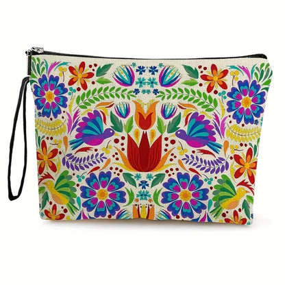 Makeup Bags 4-Pack Set Large Capacity Cosmetic Organizer Bag with Zipper Floral & Cute Print Travel Toiletry Pouch for Women Girls Vacation Business Outdoor Gift