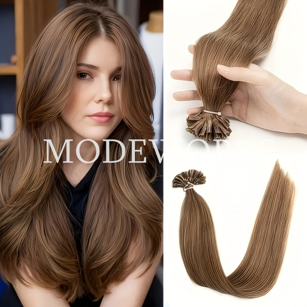 Keratin U Tip Hair Extensions 100% Remy Human Hair Nail Tip Bond Straight Invisible Seamless 12 14 16 18 20 Inch 50 Strands Natural Black Jet Black Blonde Brown Multi Color