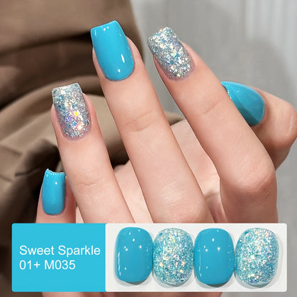 Glitter Gel Nail Polish 2-Color Set Candy Shimmer Soak Off UV LED Nail Gel - Photo Frame Bottle Nail Art Kit for Salon & DIY Manicure 0.51oz Each