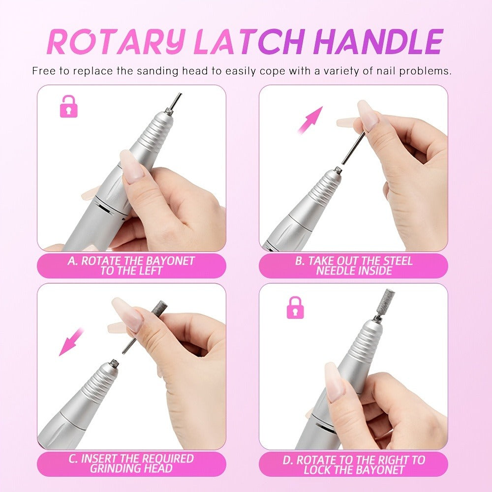 Rechargeable Nail Grinder 45000RPM Portable Electric Manicure Tool Professional Nail Remover