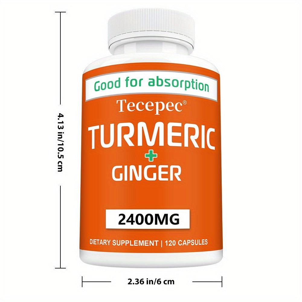 Turmeric And Ginger 2400 for MG - Contains Black Pepper - Supports Immune System, Physical Activity, And Healthy Energy Levels - 120 Capsules