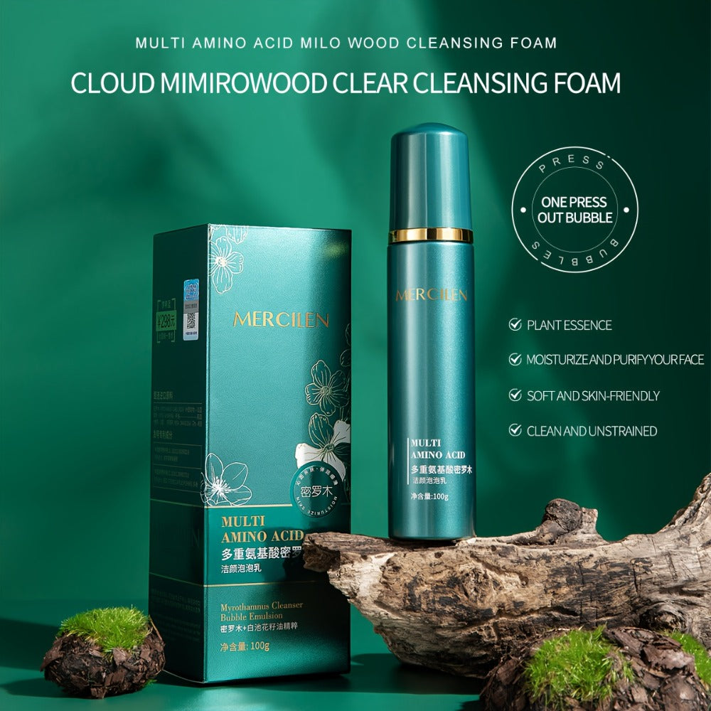 MERCILEN Amino Acid Cleansing Bubble Facial Cleanser - Gentle Non-Irritating Rose Water Acid Formula Deep Cleansing Bubble Mousse the Bubbles Are Fine and Dense Not Tight Deep Light Beige Care Suitable for All Light Beige Types, Daily Travelskincare