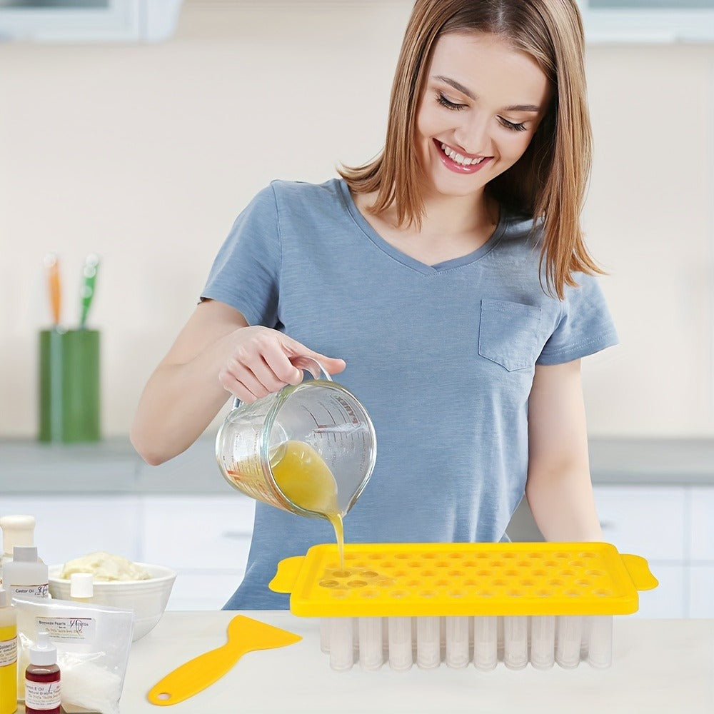 Lip Balm Tubes with Filling Tray and Spatula Set, 50Pcs 5.5ml 3/16 Oz Clear Lip Balm Containers, BPA Free & Leak Free Lip Balm Making Kit