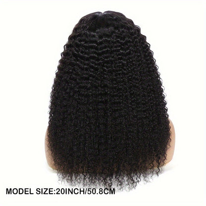 Kinky Curly Lace Front Wig Human Hair Brazilian Remy 4x4x1 Lace Closure 180% Density Natural Color Pre Plucked for Black Women 12-22 Inch